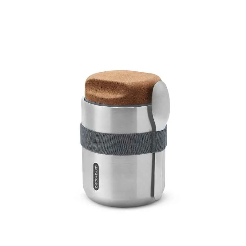 Lunch-Thermo Becher, 550 ml, Edelstahl /Kork, Maße: 10 x 10 x 15,3 cm