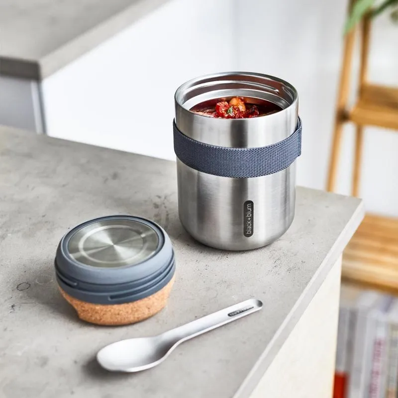 Lunch-Thermo Becher, 550 ml, Edelstahl /Kork, Maße: 10 x 10 x 15,3 cm