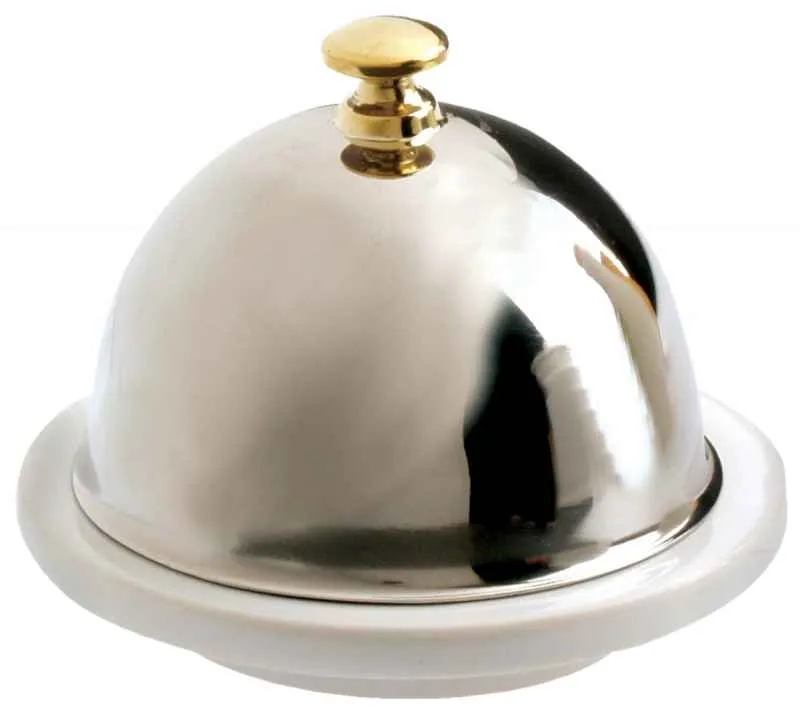 BUTTERTELLER MIT EDELSTAHLDECKEL 9 cm Weiss