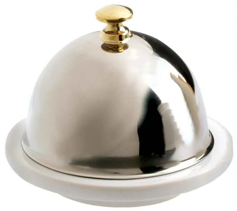 BUTTERTELLER MIT EDELSTAHLDECKEL 9 cm Weiss
