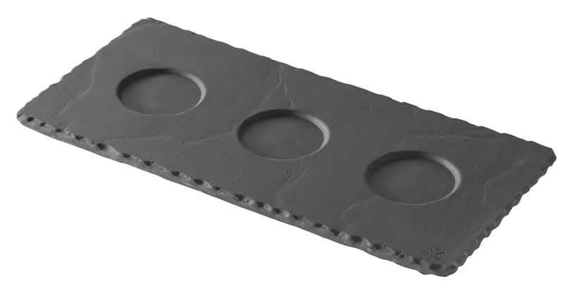 Servierteller mit 3 Mulden 25 x 12 cm Porzellan in Schieferoptik