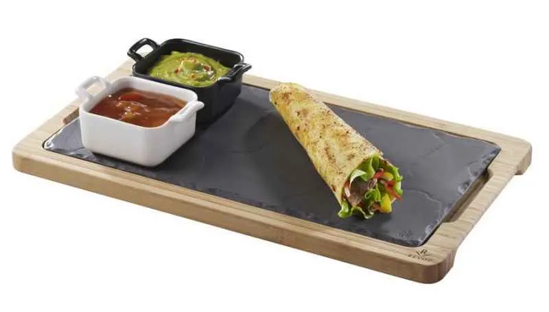 SERVIERPLATTE universal 30 x 16 cm rechteckig schmal Matt schiefer