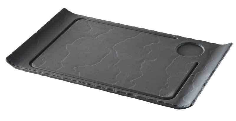 Preview: STEAKTELLER 39,5 cm, 2 RAENDER HOCH Matt schiefer