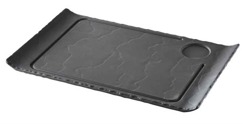 Preview: STEAKTELLER 39,5 cm, 2 RAENDER HOCH Matt schiefer