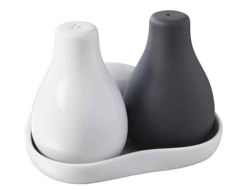 Preview: SALZ & PFEFFER AUF TABLETT 3 teilig Weiss + Matt schiefer styl