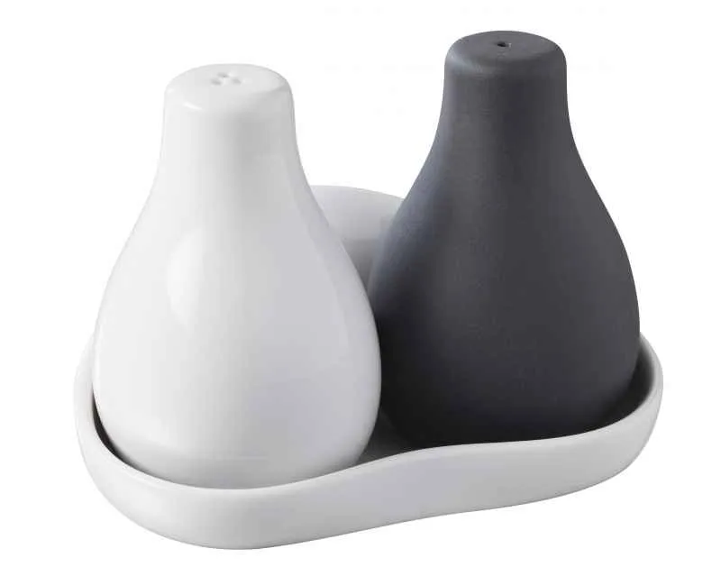 SALZ & PFEFFER AUF TABLETT 3 teilig Weiss + Matt schiefer styl