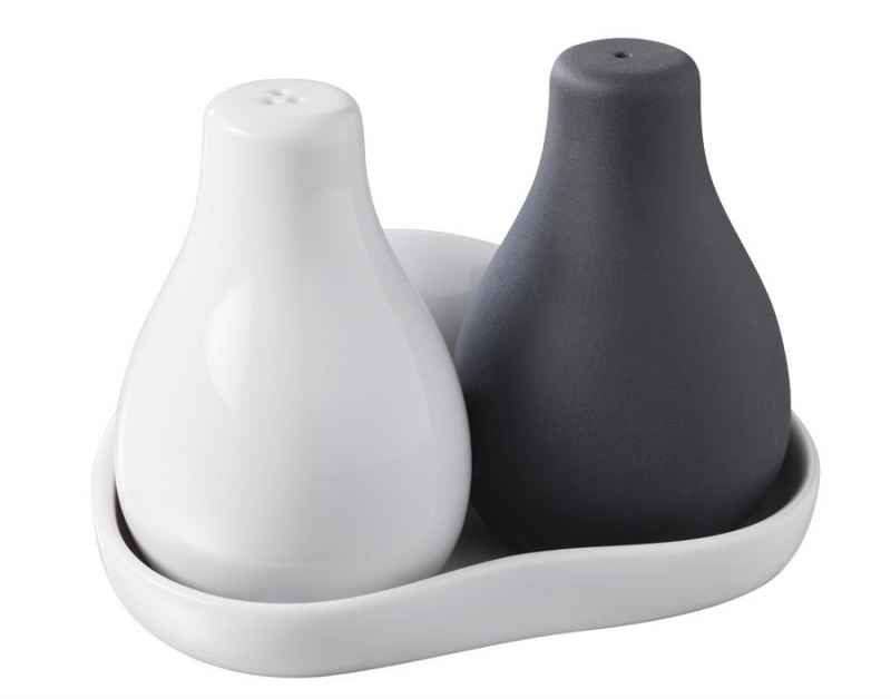 Preview: SALZ & PFEFFER AUF TABLETT 3 teilig Weiss + Matt schiefer styl