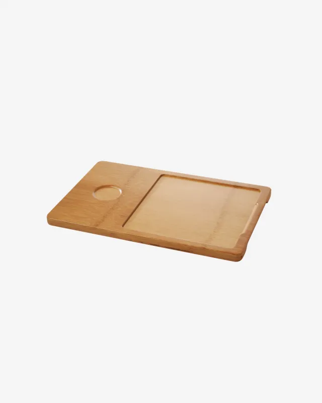 Preview: BAMBUS HOLZTABLETT 37 x 24 cm, 2 - fach unterteilt für Steakteller 20 x 20 cm