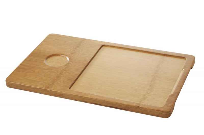Preview: BAMBUS HOLZTABLETT 37 x 24 cm, 2 - fach unterteilt für Steakteller 20 x 20 cm