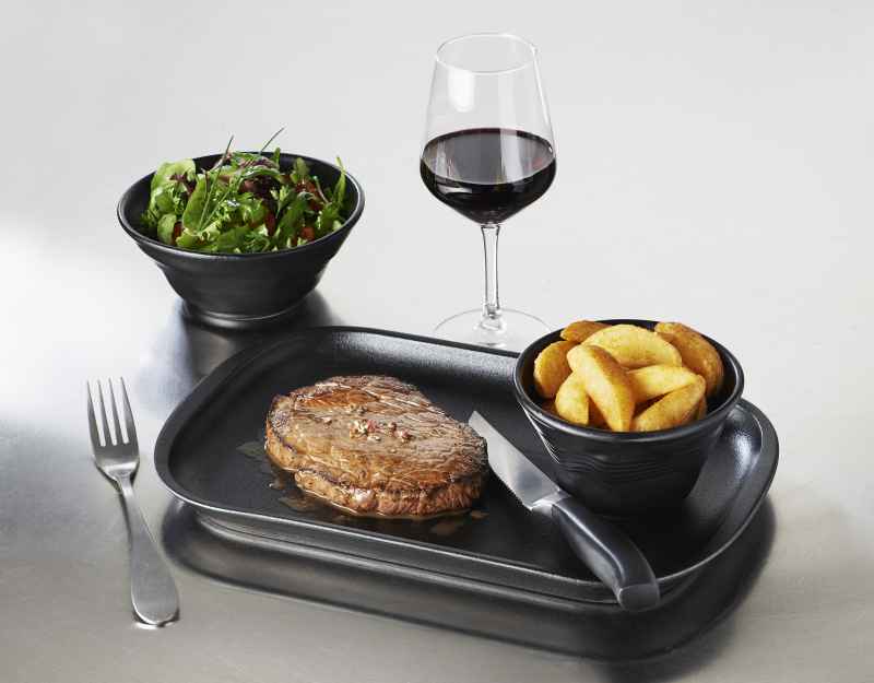 Preview: FLEISCH & STEAKPLATTE RECHTECKIG 32 cm gusseisen Optik