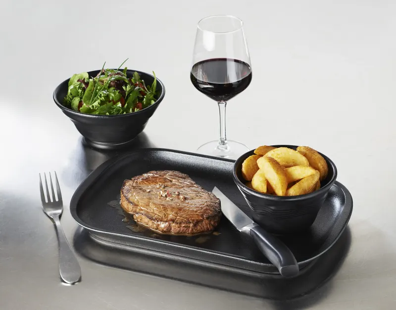 FLEISCH & STEAKPLATTE RECHTECKIG 32 cm gusseisen Optik