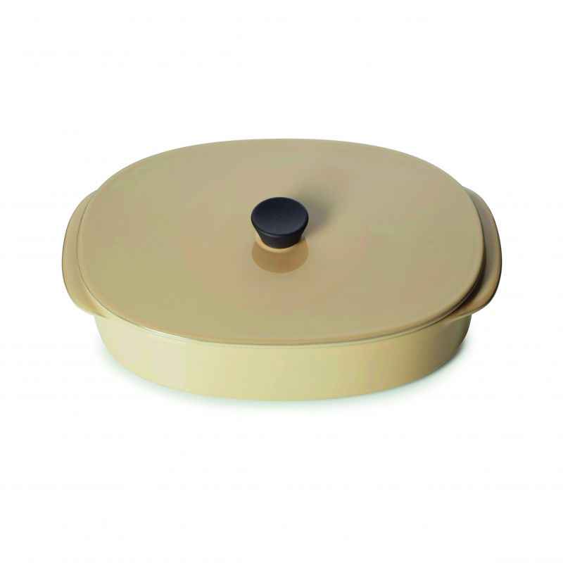 Preview: CARACTERE KASSEROLLE / AUFLAUFFORM MIT DECKEL 19 x 13 cm Muskatnuss REVOL