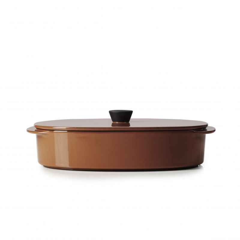 Preview: CARACTERE KASSEROLLE / AUFLAUFFORM MIT DECKEL 19 x 13 cm Zimt