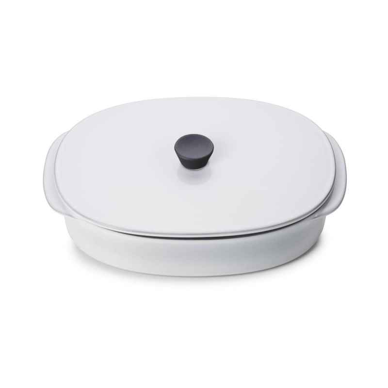 Preview: CARACTERE KASSEROLLE / AUFLAUFFORM MIT DECKEL 26 x 18,5 cm Kumuluswolke weiss REVOL