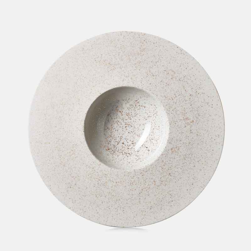 Preview: SPHERE KUGEL-TELLER Alabaster Weiss Cosmos Gold Ø 30,5 cm