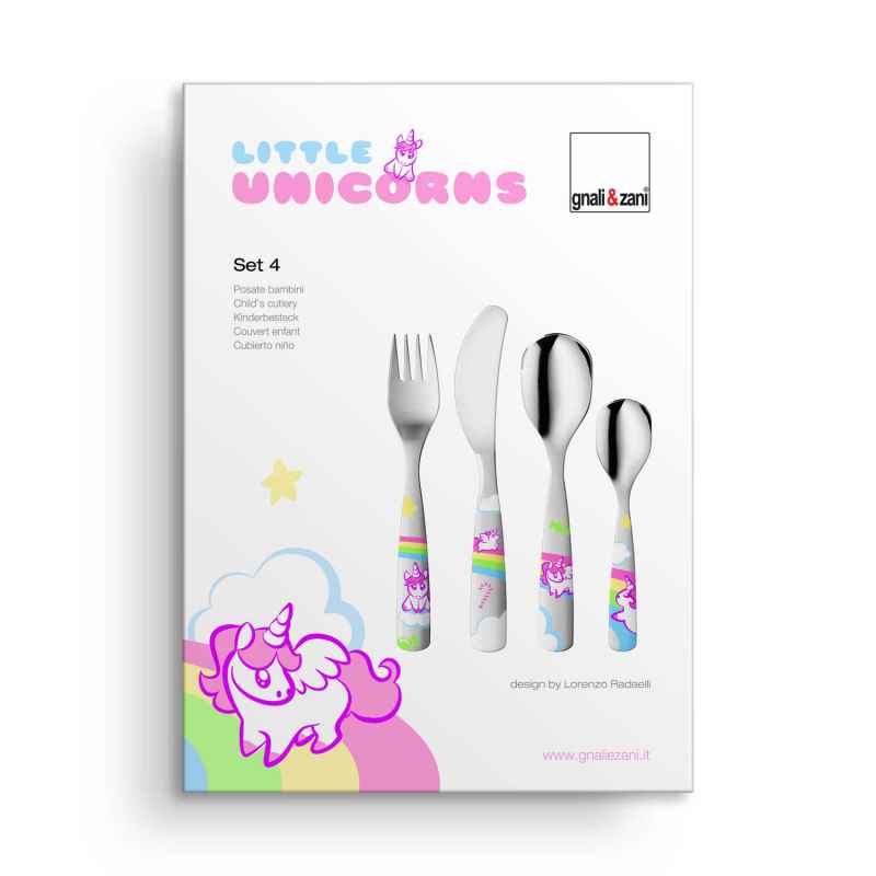 Preview: Kinderbesteck Kleine Einhörner - Set, 4-teilig