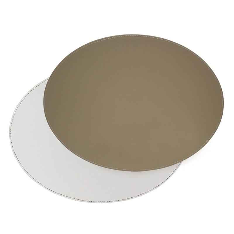 Preview: Platzset oval 45 x 34 cm taupe / weiß