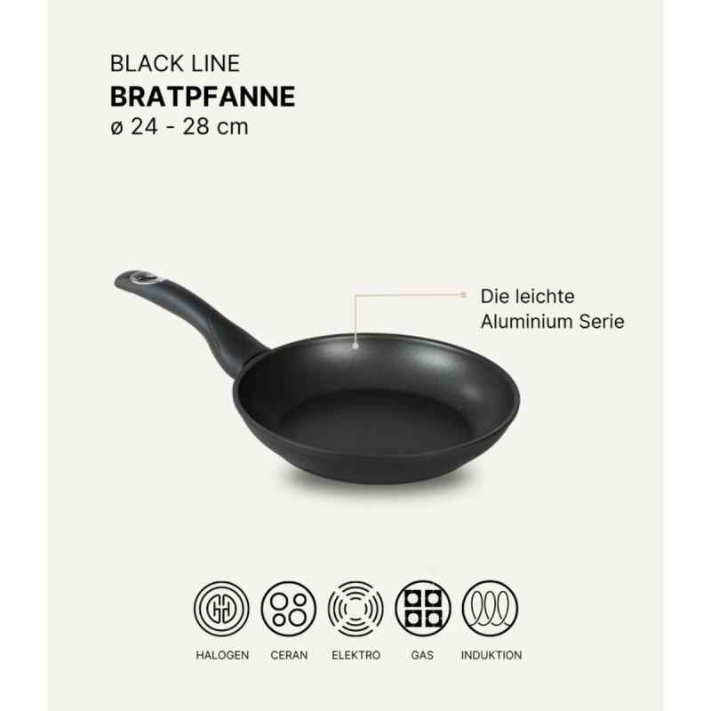 Preview: Bratpfanne 28 cm BAF BLACKline für alle Herdarten