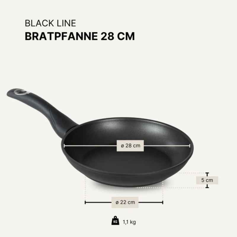 Preview: Bratpfanne 28 cm BAF BLACKline für alle Herdarten
