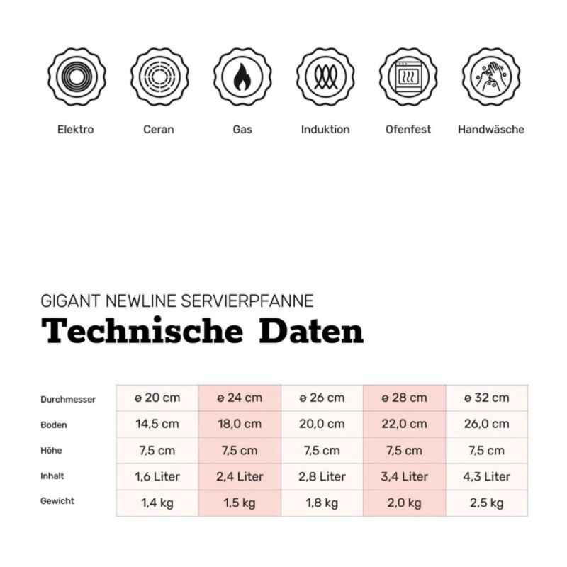Preview: Servierpfanne 24 cm BAF GIGANT Newline für alle Herdarten
