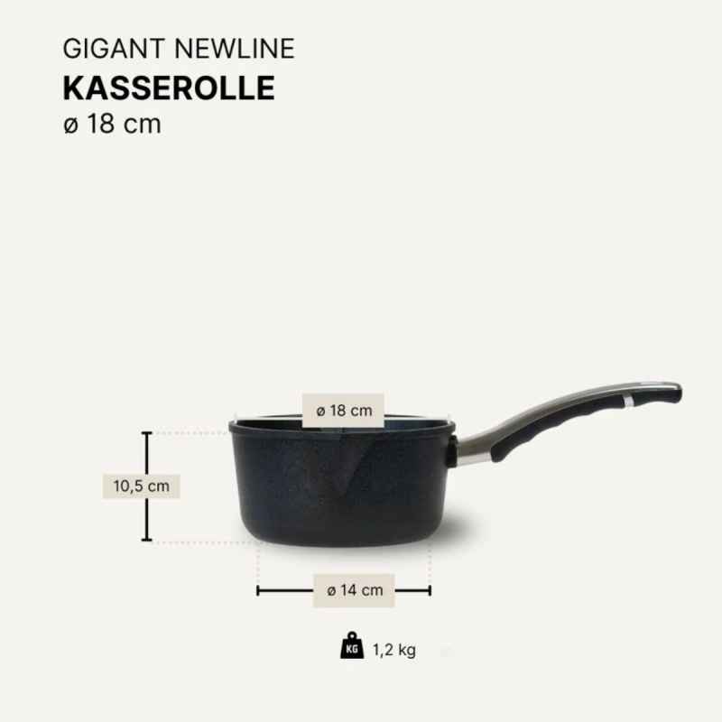 Preview: Stieltopf / Kasserolle 18 cm BAF GIGANT Newline für alle Herdarten