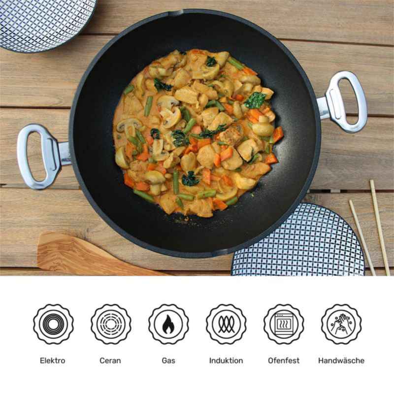 Preview: Wokpfanne mit Deckel 30 cm BAF GIGANT Newline für alle Herdarten