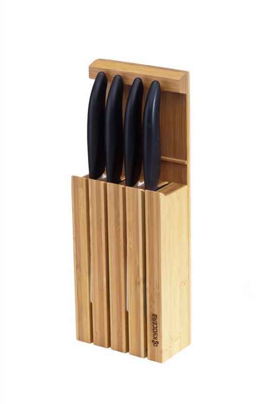 Preview: Bamboo Messer Block mit 4 GEN Black Messern