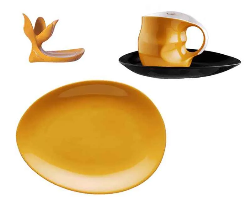 Luigi Colani Porzellan Frühstücksgedeck 4 teilig orange