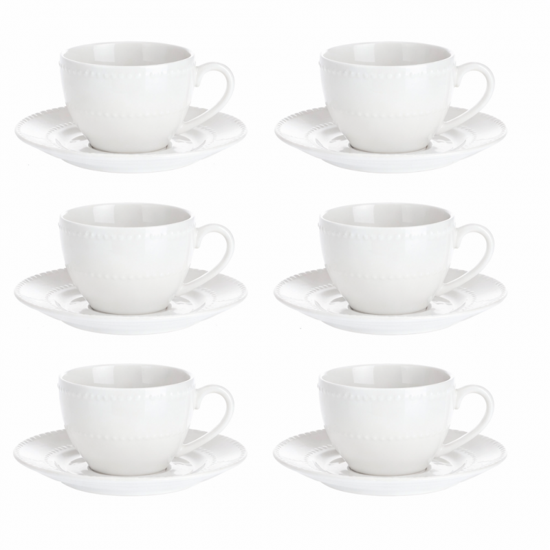 Preview: Kaffeetassen Set 6 Stück mit Untertasse Collina