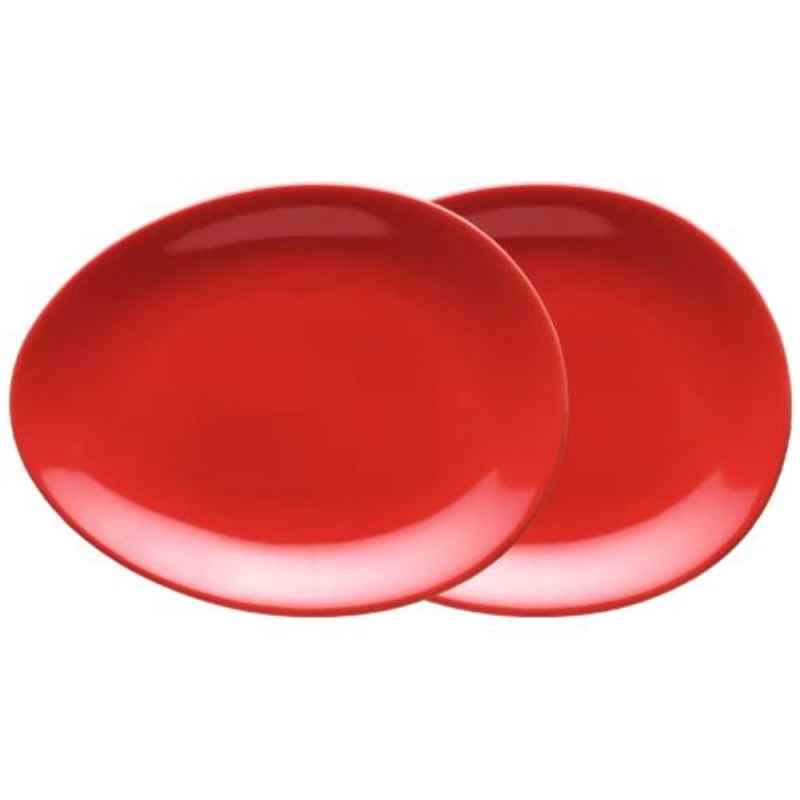 Preview: Luigi Colani Porzellan Teller Set oval 2 tlg. red
