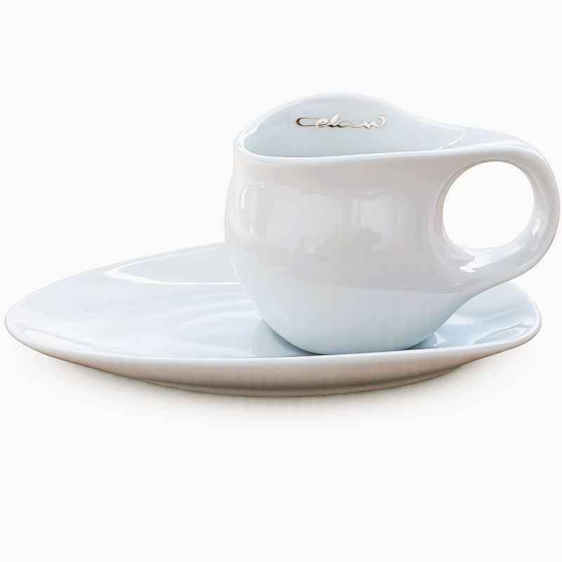 Preview: Luigi Colani Porzellan Espresso Tasse mit Untertasse 2 tlg weiß