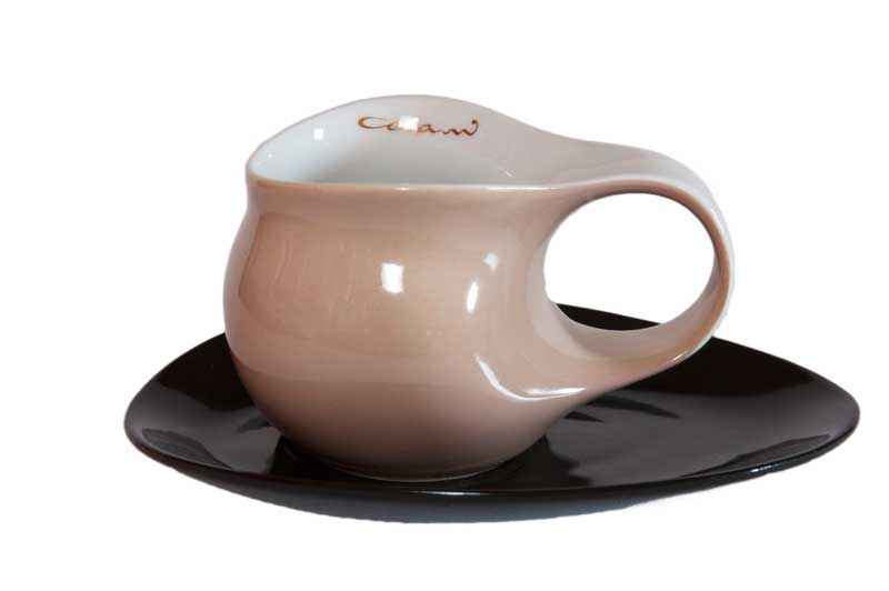 Preview: Luigi Colani Porzellan Espresso Tasse groß mit Untertasse 2 tlg. sand