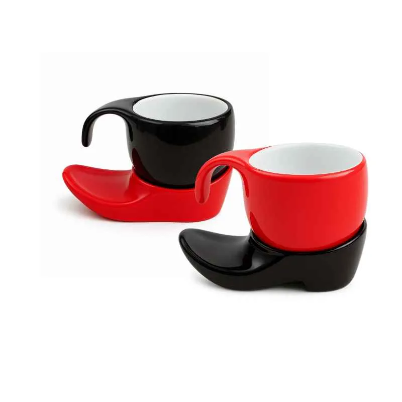 Espressotasse Vision 4tlg Schwarz / Rot im Farbwechsel