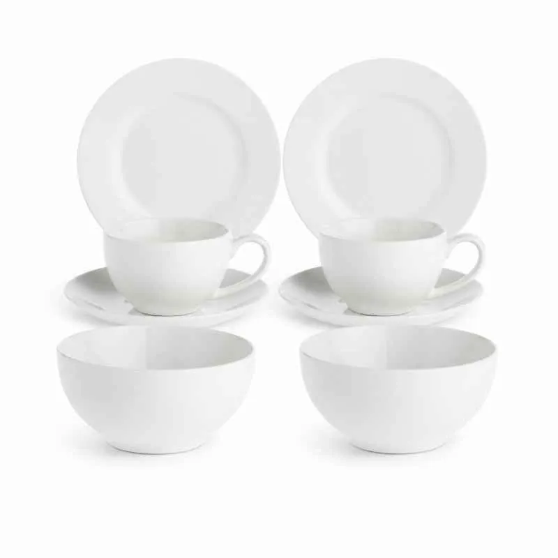 Frühstücks-Set 8-teilig für 2 Personen Weiß Essenziale