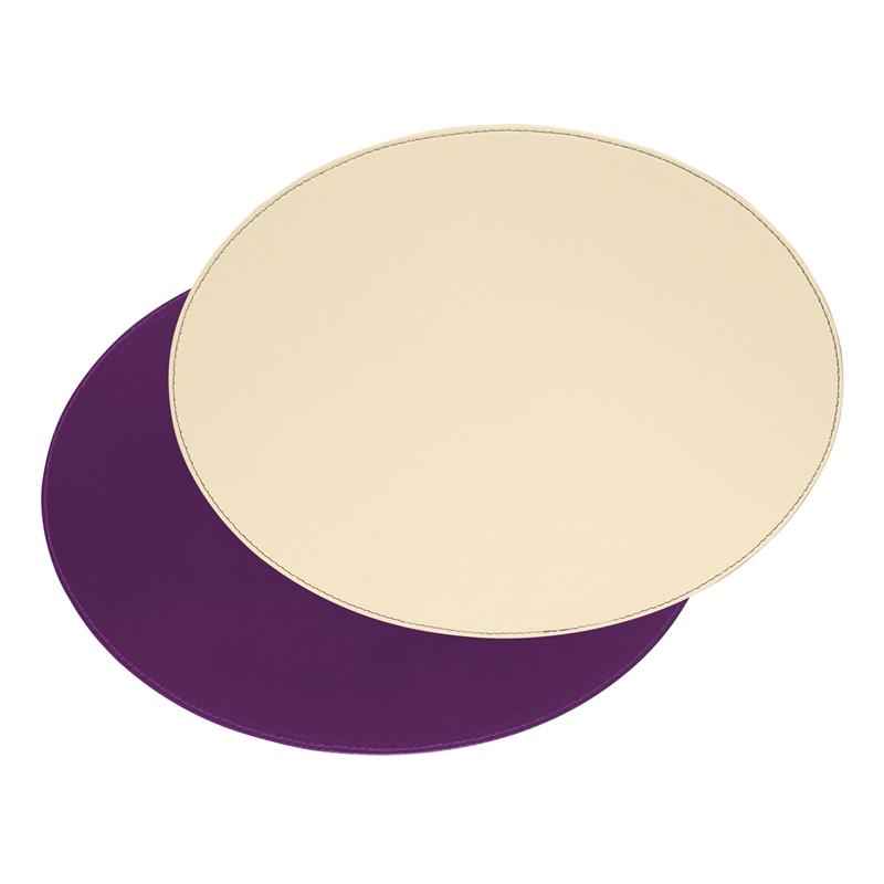 Preview: Platzset oval 45 x 34 cm pflaume / elfenbein