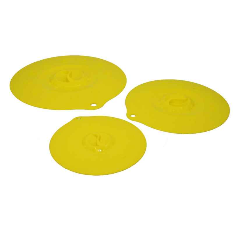 Preview: Silikondeckel 29cm „FUNNY KITCHEN“ gelb