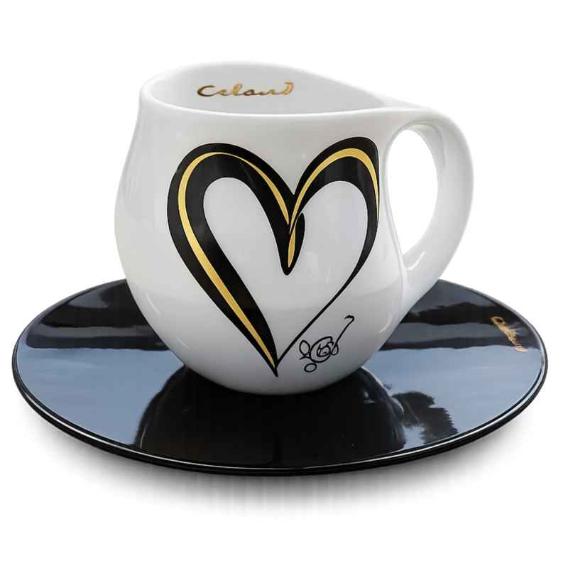 Preview: Colani Kaffeebecher Set Heart yellow / black