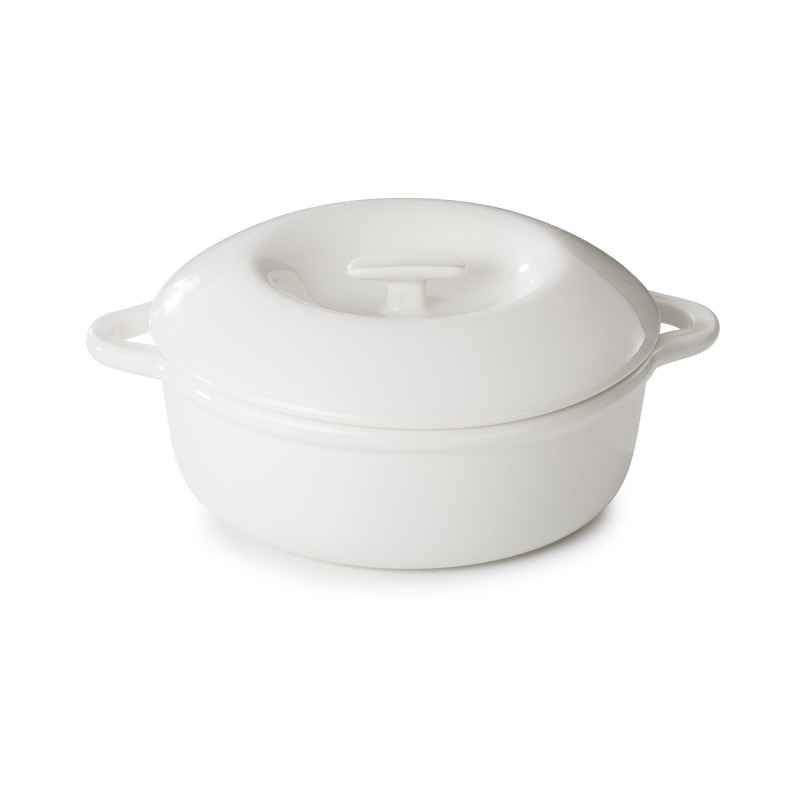 Preview: RUNDE INDUKTIONSKASSEROLLE 29 CM MIT PORZELLANDECKEL Alabaster Weiss