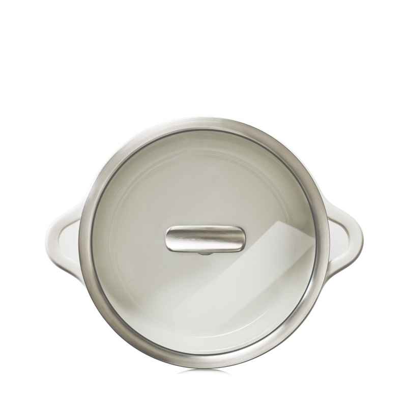 Preview: RUNDE INDUKTIONSKASSEROLLE 22 CM MIT GLASDECKEL Alabaster Weiss + Glas