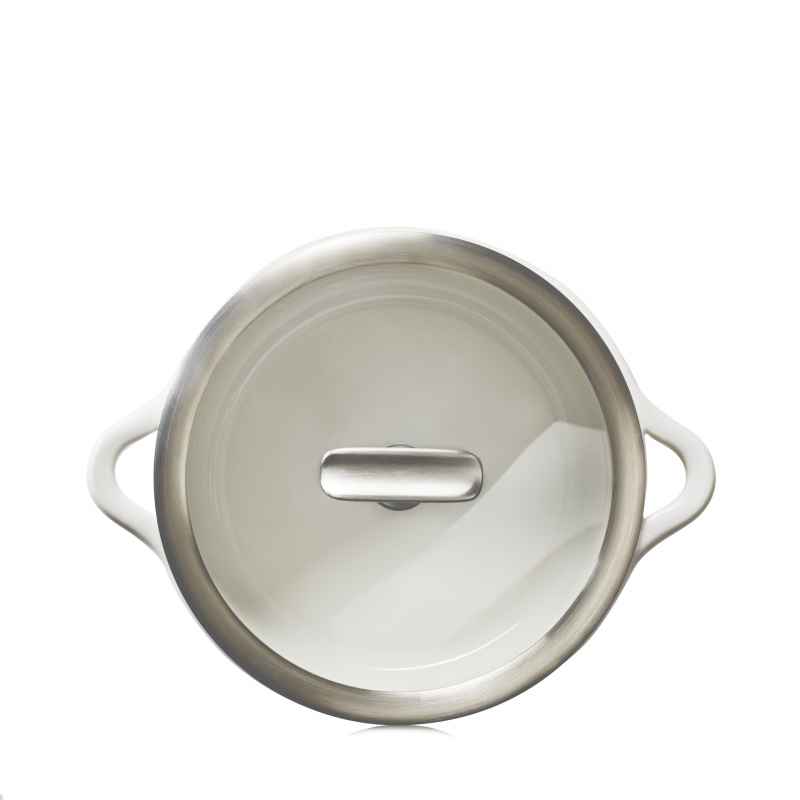 Preview: RUNDE INDUKTIONSKASSEROLLE 19 CM MIT GLASDECKEL Alabaster Weiss + Glas