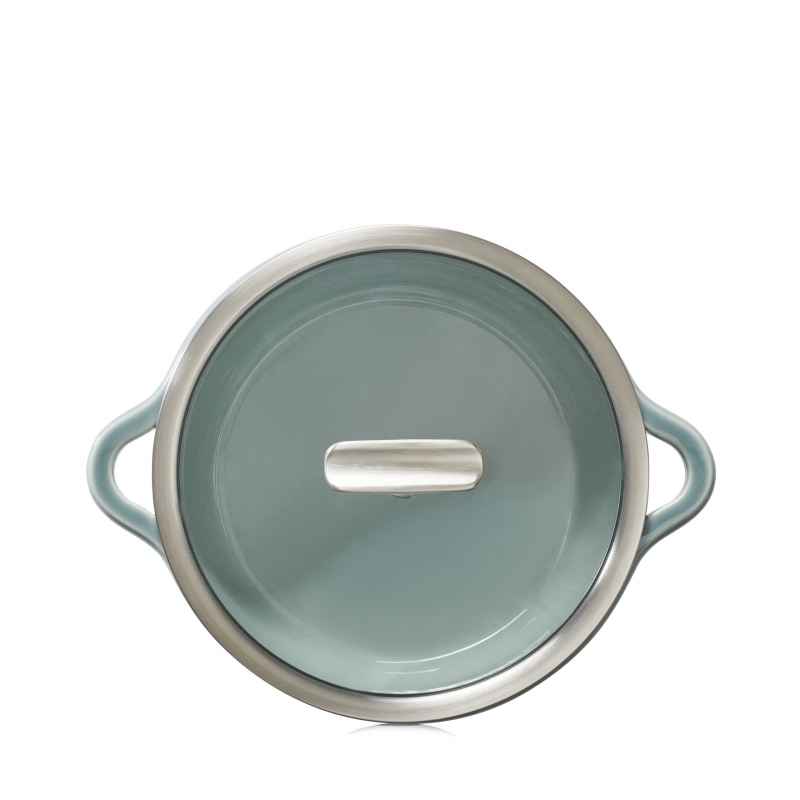 Preview: RUNDE INDUKTIONSKASSEROLLE 22 CM MIT GLASDECKEL Wolkengrau + Glas