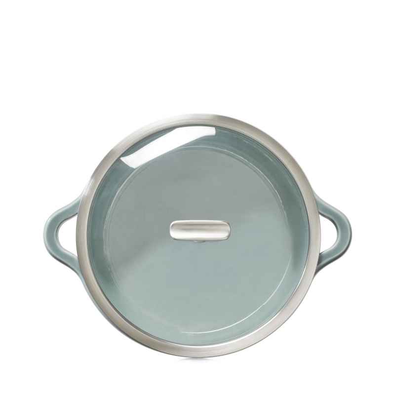 Preview: RUNDE INDUKTIONSKASSEROLLE 29 CM MIT GLASDECKEL Wolkengrau + Glas