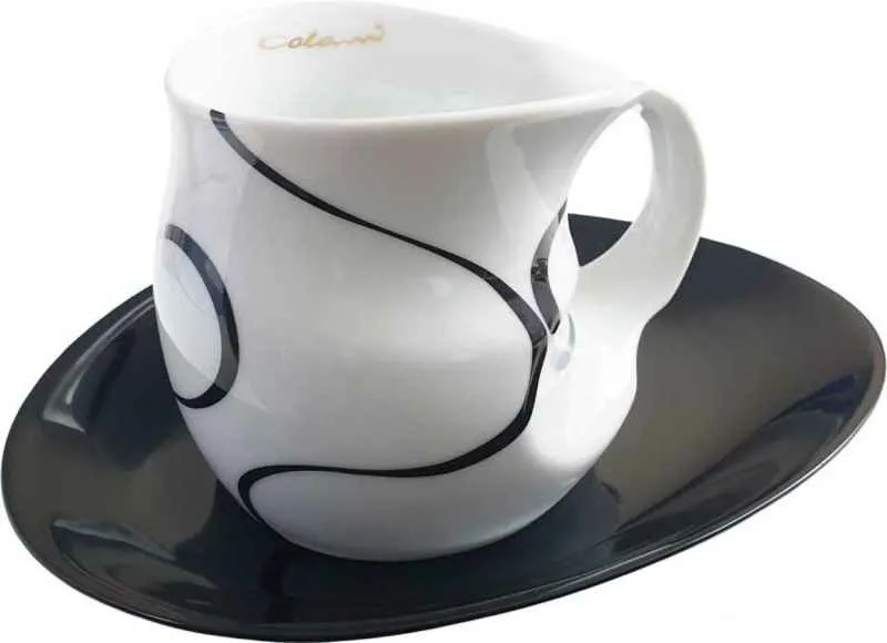 Luigi Colani Porzellan Kaffee - Cappuccino Tasse loop black