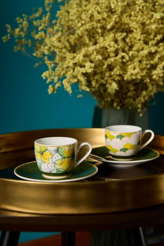 Espressotassen mit Untertassen 6er Set MIRABILIA 90 ml "Libellula"