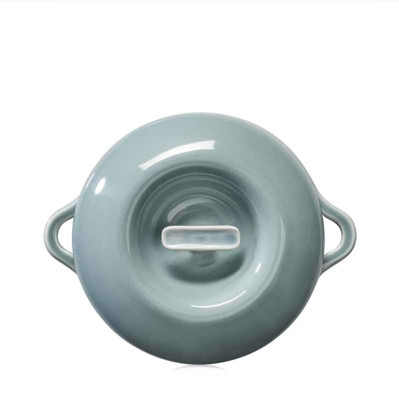 Preview: RUNDE OFENKASSEROLLE 19 CM MIT PORZELLANDECKEL Wolkengrau
