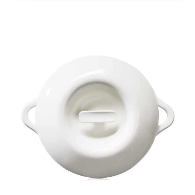 Preview: RUNDE OFENKASSEROLLE 19 CM MIT PORZELLANDECKEL Alabaster Weiss