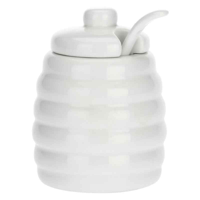 Preview: Zuckerdose mit Porzellanlöffel "Zuccheriera Con Cucchiaino" Menage 6,5 x 10 cm