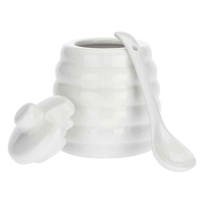 Preview: Zuckerdose mit Porzellanlöffel "Zuccheriera Con Cucchiaino" Menage 6,5 x 10 cm