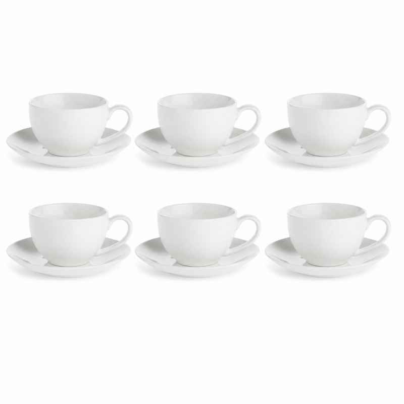 Preview: Espressotasse mit Untertasse 100 ml Weiß Set 6 Stück
