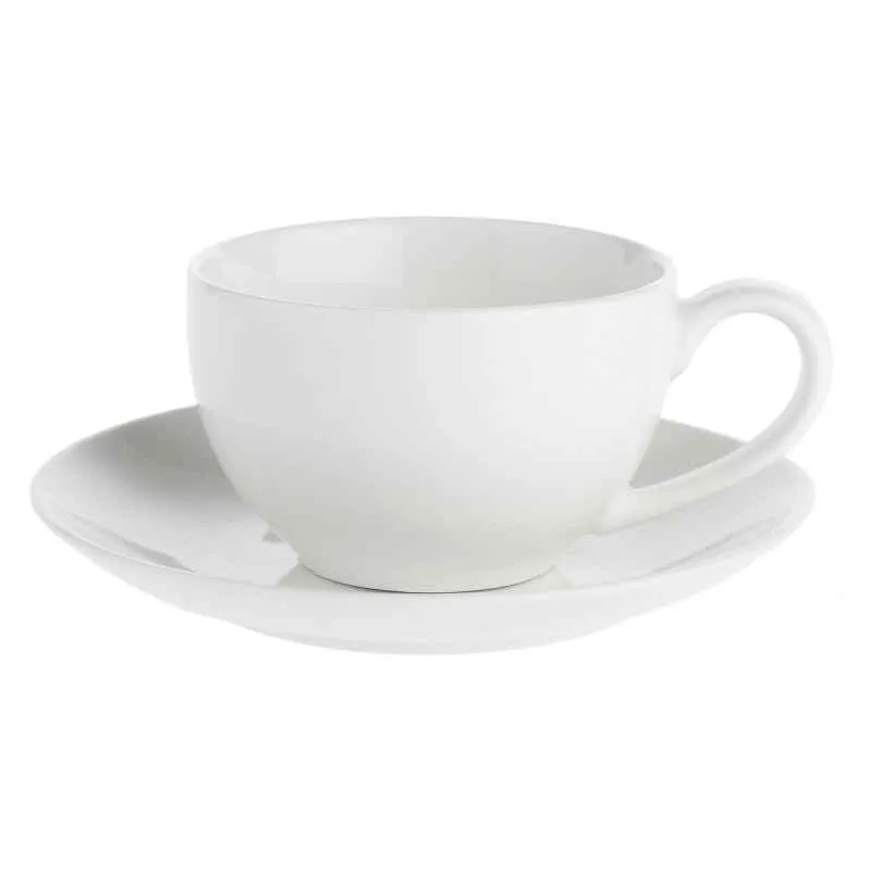Teetasse mit Untertasse 220 ml Weiß Set 6 Stück